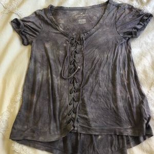 AE purple lace up tee